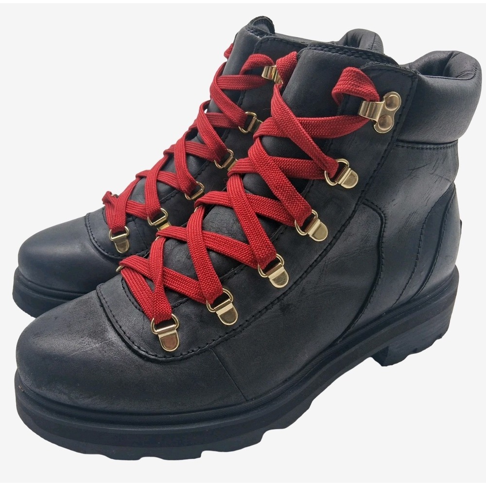 Sorel Boots Womens Size 10 Black Leather Hiking Ankle Lace Up Waterproof Winter